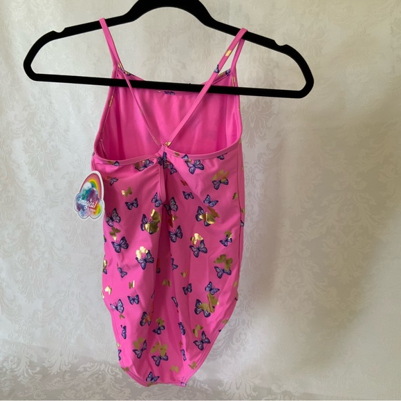 Girls Hot Pink, butterfly, One Piece Swimsuit. NWT - Picture 3 of 6